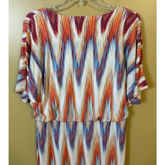 Chico's Ikat Multi Diamond Print Blouson Dress Size 8 (1) - Picture 5 of 6